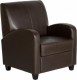 Club Chair with Footstool in Brown Bonded Leather